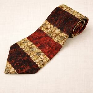 Ermenegildo Zegna Italy 100% Silk Tie Rust Brown Black Beige Necktie